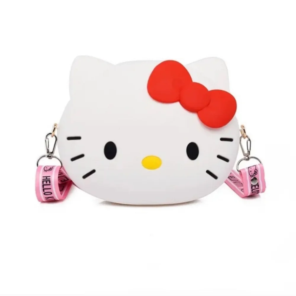 Hello Kitty Sanrio Silicone Crossbody Small Bag White Pink Strap L👀K 🐱 Sanrio